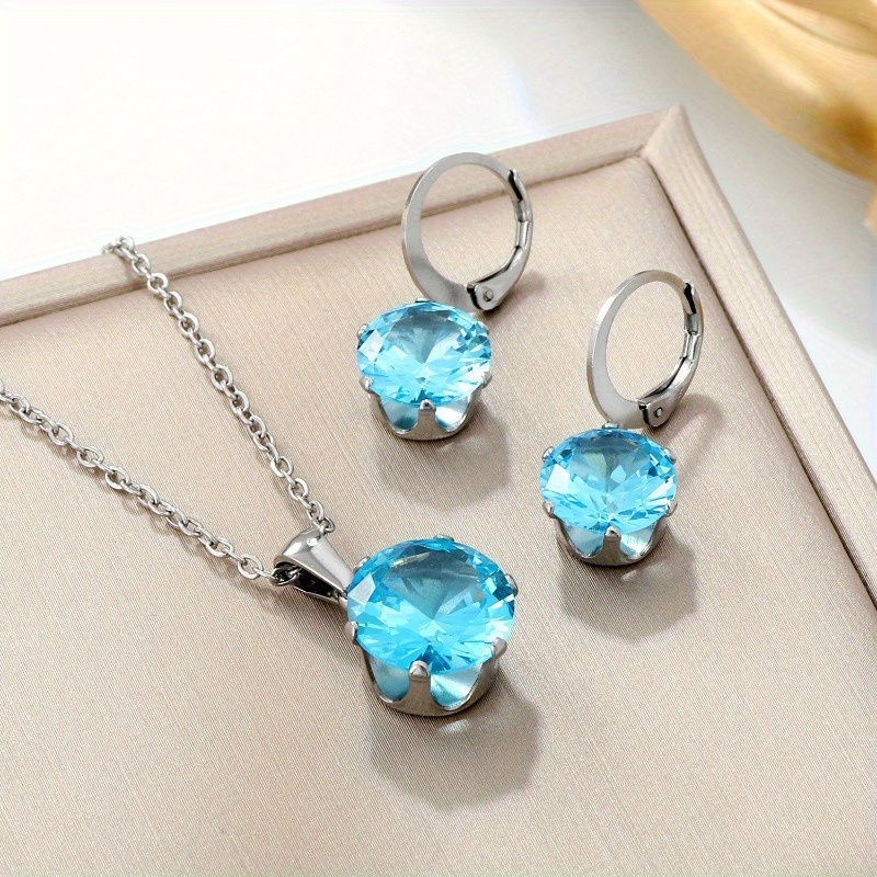3pcs Rhinestone Pendant Necklace Set